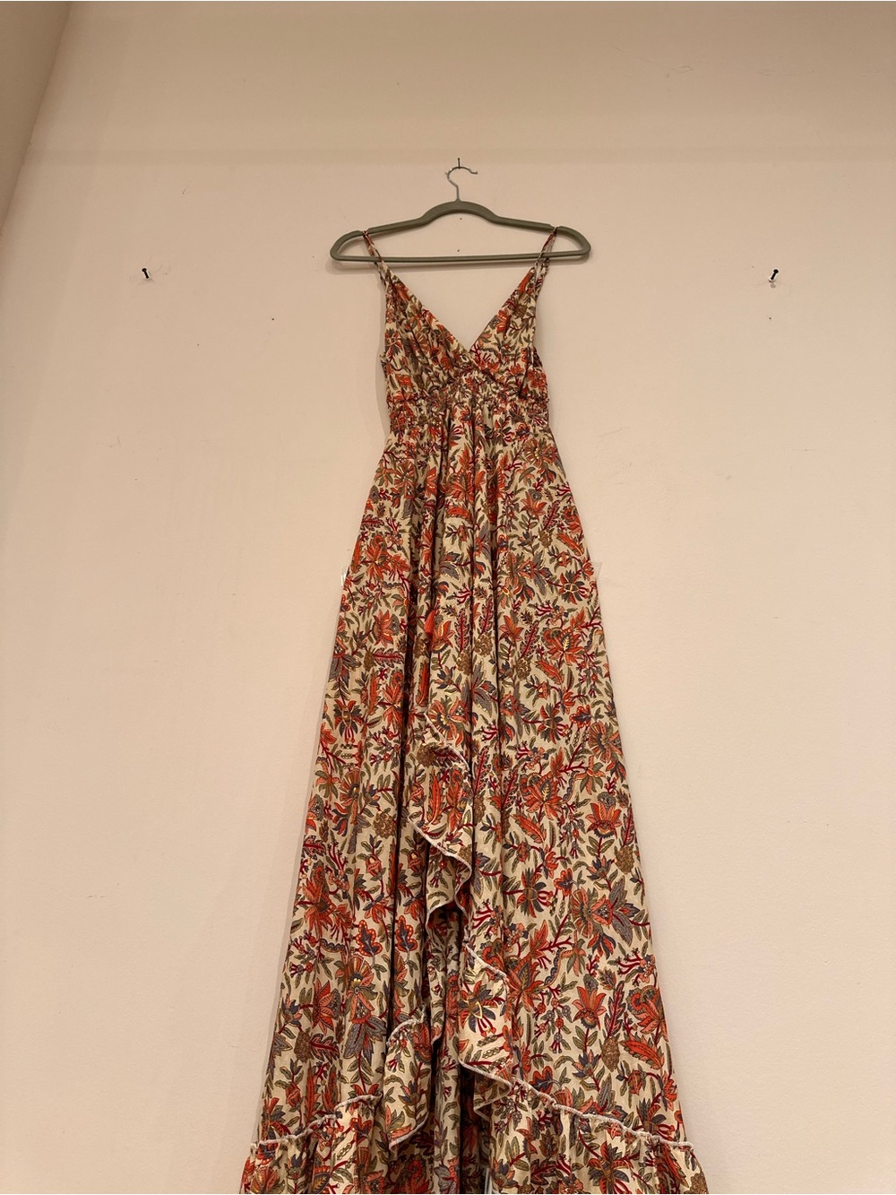 Agua Bendita Floral Maxi Dress in Cream and Rust Tones